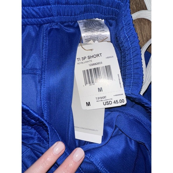 adidas Men's Team Issue 3P Shorts Royal Blue/White, Size M - Picture 3 of 4